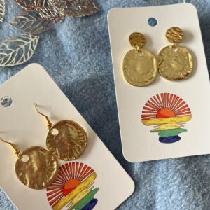 Gold-Tone Textured Disc Earrings
